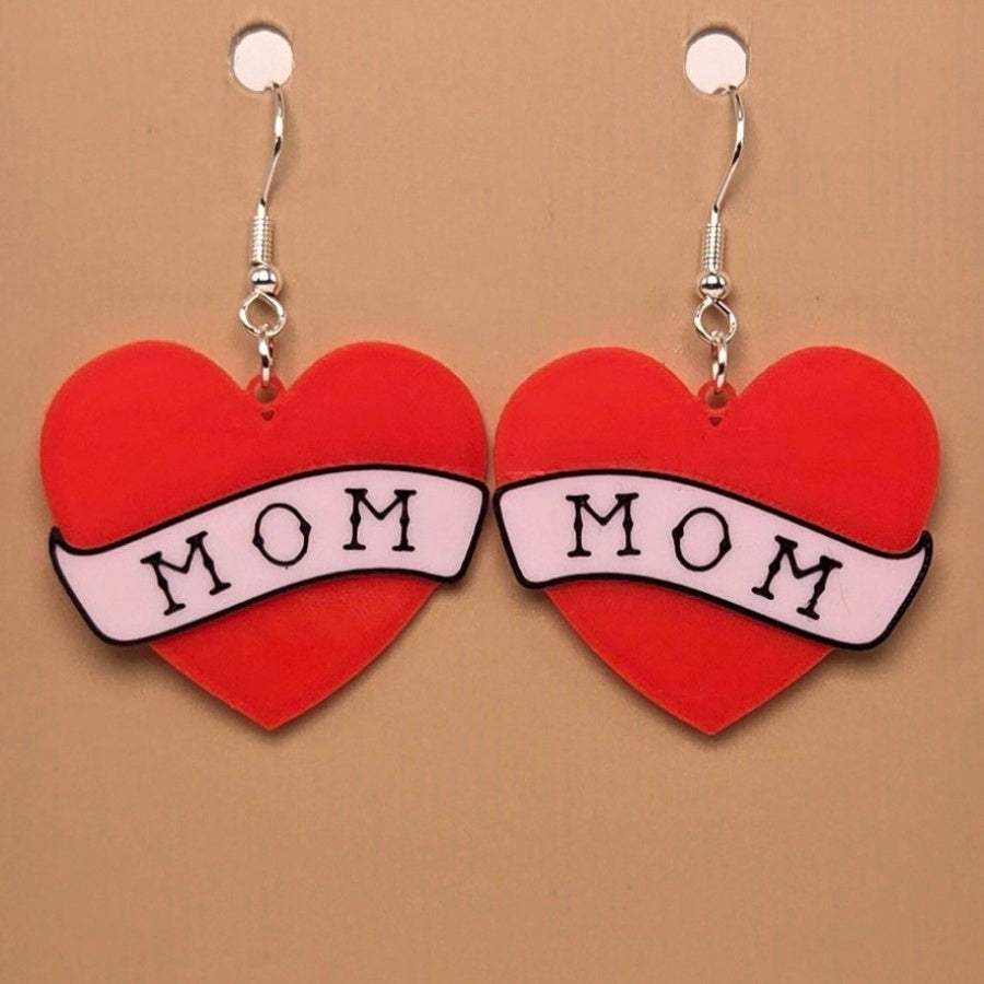 Boucle d'oreille en forme de Cœur mère avec crochets hypoallergéniques sans nickel